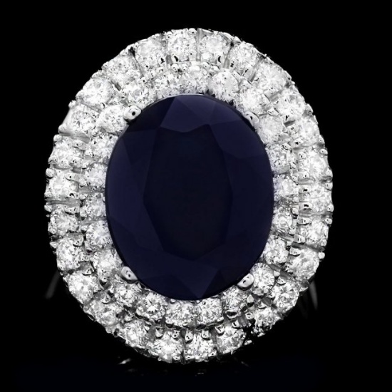 14k Gold 6.00ct Sapphire 1.50ct Diamond Ring