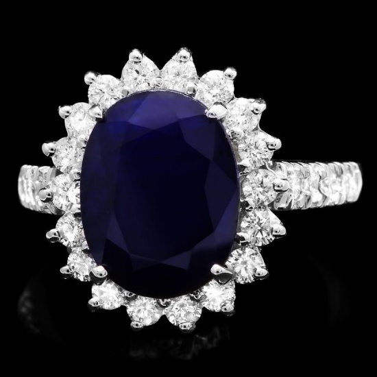 14k Gold 5.00ct Sapphire 1.00ct Diamond Ring