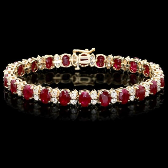 14k Gold 24.50ct Ruby 3.80ct Diamond Bracelet