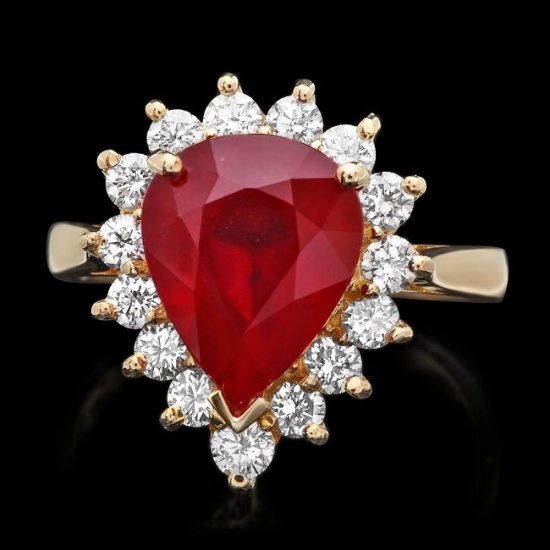 14k Yellow Gold 5.00ct Ruby 0.85ct Diamond Ring