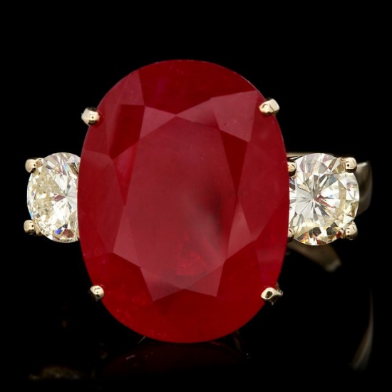 14k Yellow Gold 14.00ct Ruby 1.40ct Diamond Ring