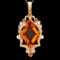 14k Gold 15ct Citrine 0.70ct Diamond Pendant