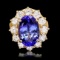 14k Gold 7.40ct Tanzanite 2.20ct Diamond Ring