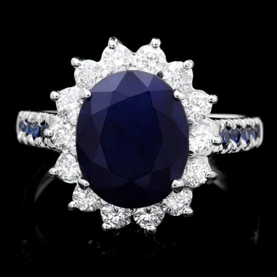 14k White Gold 4.3ct Sapphire 0.80ct Diamond Ring