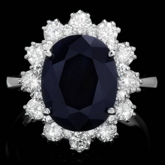 14k Gold 6.00ct Sapphire 1.35ct Diamond Ring