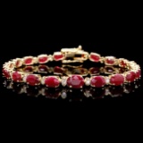 14k Gold 15.00ct Ruby 0.60ct Diamond Bracelet