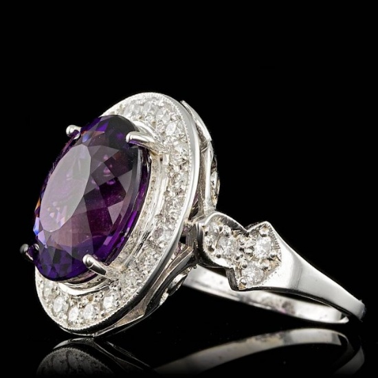 14k Gold 7.00ct Amethyst 1.90ct Diamond Ring