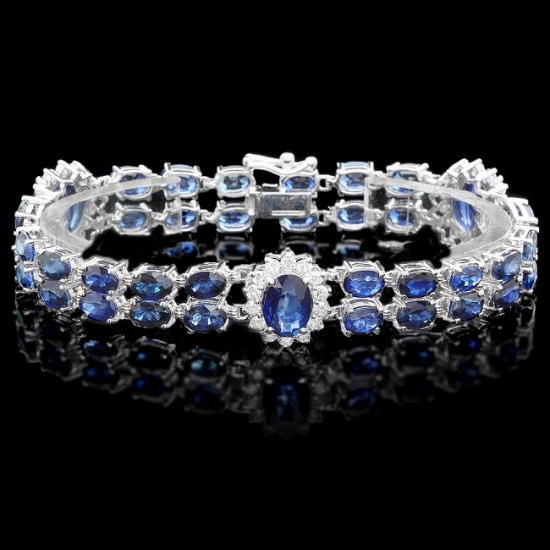 14k Gold 27ct Sapphire 1.65ct Diamond Bracelet