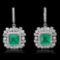 14K Gold 5.68ct Emerald 5.75ct Diamond Earrings