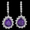 14k Gold 11ct Amethyst 2.10ct Diamond Earrings