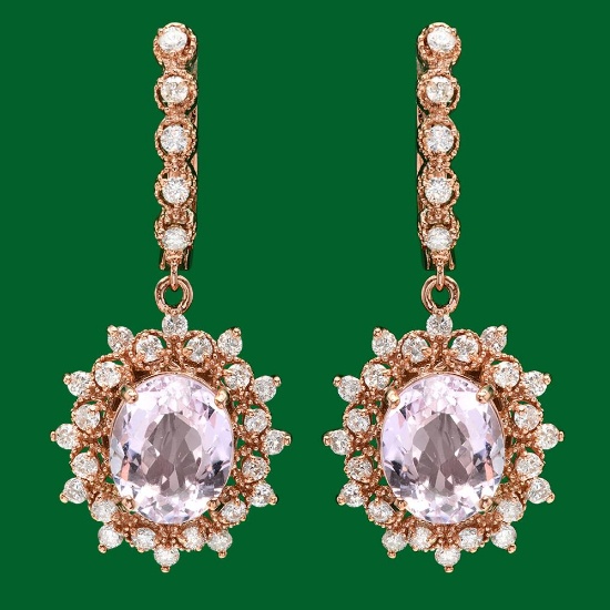 14k Gold 7.93 Kunzite 1.70ct Diamond Earrings