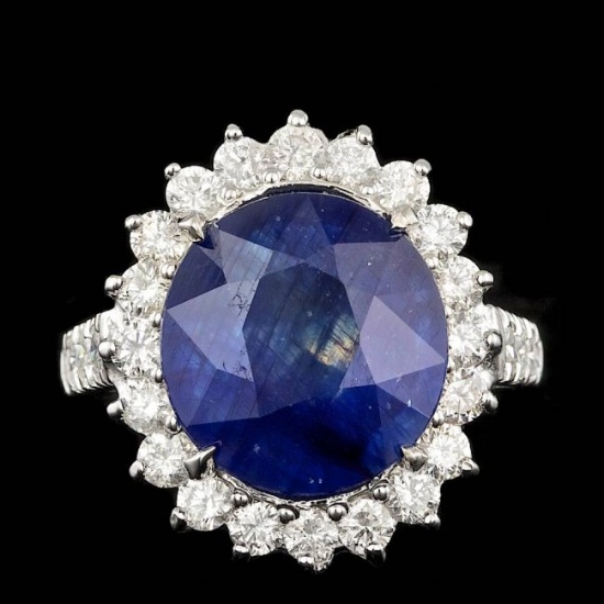 14k Gold 9.50ct Sapphire 1.35ct Diamond Ring