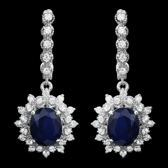 14k Gold 6.0ct Sapphire 1.60ct Diamond Earrings