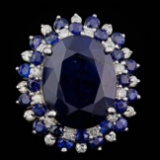 14k White Gold 13ct Sapphire 0.50ct Diamond Ring