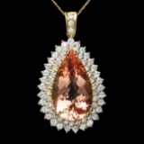 14k Gold 20.00ct Morganite 3.50ct Diamond Pendant