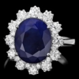 14k Gold 5.00ct Sapphire 1.25ct Diamond Ring