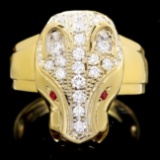 18k Gold 1.00ct Diamond 0.05ct Ruby Mens Ring