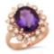 14K Gold 4.54ct Amethyst 1.01cts Diamond Ring