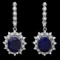 14k Gold 10ct Sapphire 1.65ct Diamond Earrings