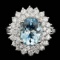 14k Gold 3.00ct Aquamarine 1.60ct Diamond Ring