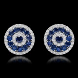 14k White Gold 4.63ct Sapphire 1.75ct Diamond Earrings