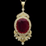 14K Gold 26.79ct Ruby 1.68ct Diamond Pendant