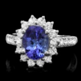 14k White Gold 2.5ct Tanzanite 1ct Diamond Ring