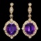 14k Gold 16ct Amethyst 1.7ct Diamond Earrings