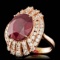 14k Rose Gold 11.00ct Ruby 2.10ct Diamond Ring