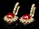 14k Gold 10.00ct Ruby 1.60ct Diamond Earrings