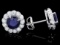 14k Gold 3ct Sapphire 1.15ct Diamond Earrings