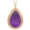 14K Gold 52.92ct Amethyst 2.16ct Sapphire 1.70ct Diamond Pendant