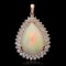 14K Gold 14.29ct Opal 2.38ct Diamond Pendant