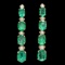 14k Gold 6.5ct Emerald .35ct Diamond Earrings