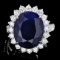 14k Gold 12.50ct Sapphire 1.60ct Diamond Ring