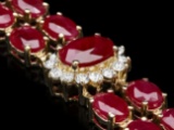 14k Yellow Gold 27ct Ruby 1.30ct Diamond Bracelet