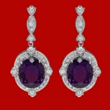 14k Gold 16.35ct Amethyst 1.85ct Diamond Earrings