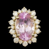 14k Gold 10.00ct Kunzite 1.55ct Diamond Ring