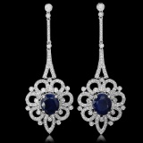 18K Gold 13.64ct Sapphire 4.08ct Diamond Earrings