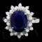 14k Gold 4.00ct Sapphire 0.60ct Diamond Ring