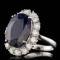 14k Gold 10.00ct Sapphire 1.90ct Diamond Ring