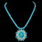 14k 64.00ct Turquoise 5.00ct Diamond Necklace