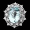 14k Gold 11.00ct Aquamarine 1.60ct Diamond Ring