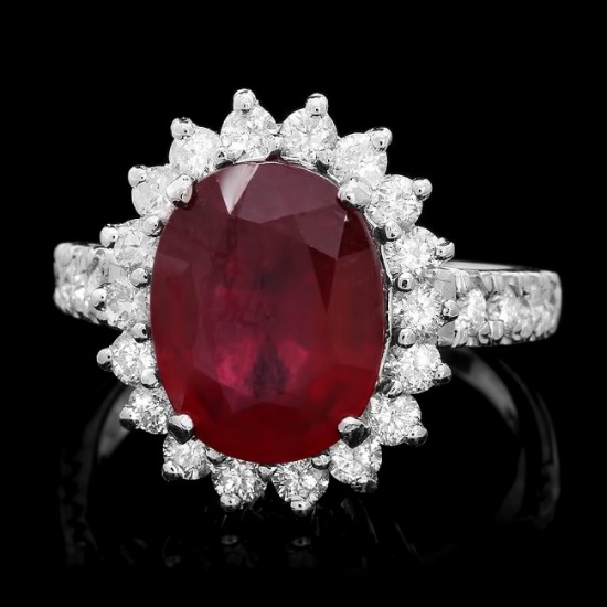 14k White Gold 5.00ct Ruby 1.15ct Diamond Ring