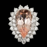 14k Gold 8.00ct Morganite 2.35ct Diamond Ring