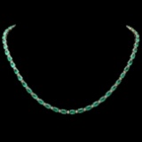 14k Gold 18.00ct Emerald 1.00ct Diamond Necklace