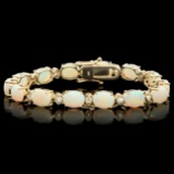 14k Gold 15.00ct Opal 1.10ct Diamond Bracelet