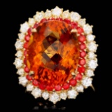 14k Gold 12.00ct Citrine 1.30ct Diamond Ring