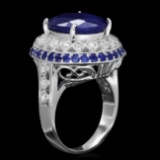 14k Gold 11.2ct Sapphire 0.60ct Diamond Ring