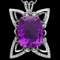 14k Gold 40ct Amethyst 1.45ct Diamond Pendant